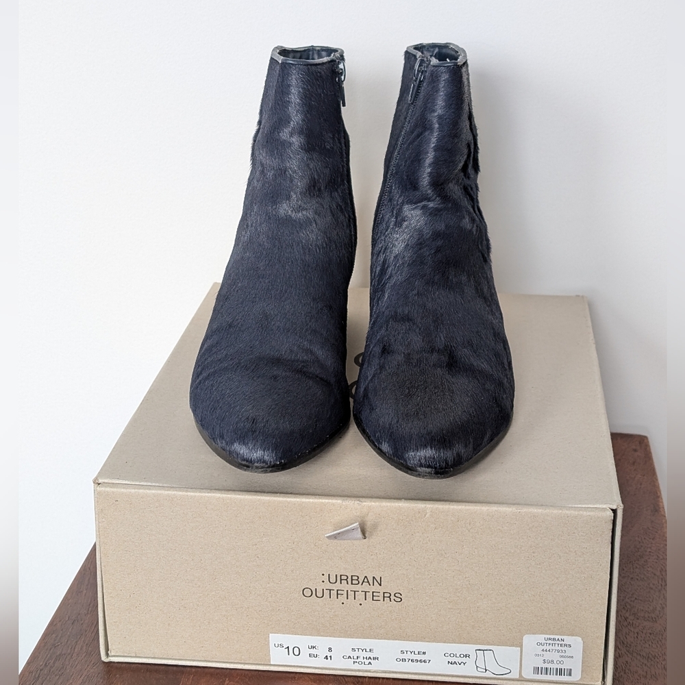 Urban Outfitters Navy Faux Fur Ankle Boots